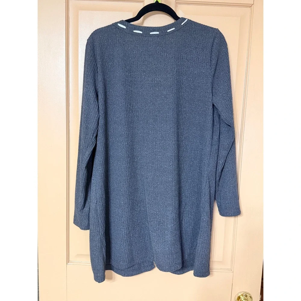 Maurices Womens Ribbed Knit Cardigan Gray Whipstitch Tie Front Sweater Large NWT